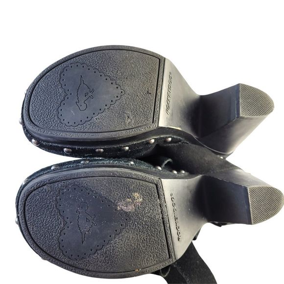 Rocket Dogs Suede Studded Heeled Clogs/Mules with Strap Size 8.5 - Picture 8 of 11